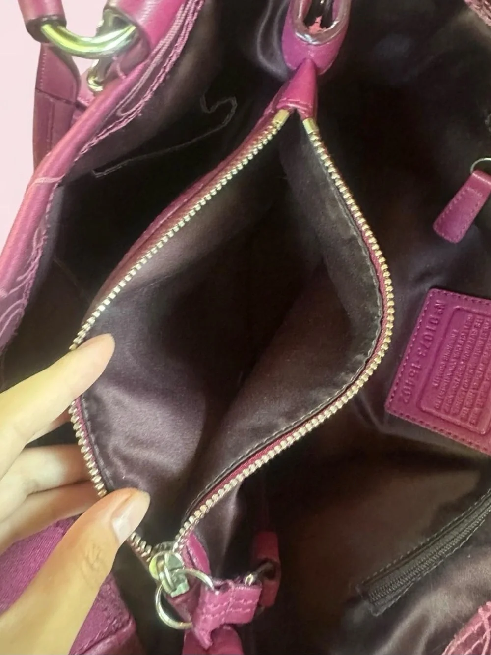 RARE Vintage Coach Mia Carryall Satin Shoulder Bag Magenta Pink Y2K ARCHIVE FIND